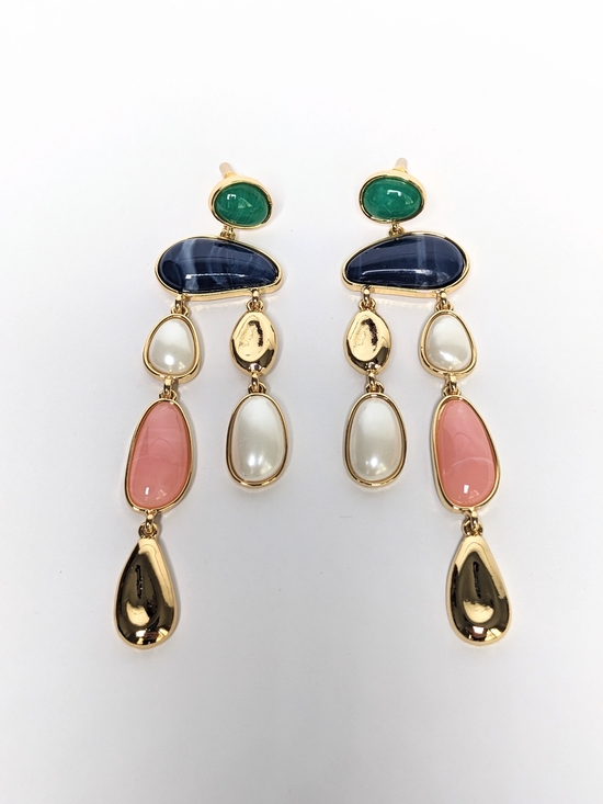 Jewelry - Gold Multi-Stone Dangle Earrings